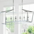thumbnail image 4 of JONATHAN Y Pagoda 49" 6-Light Classic Traditional Metal Linear Cage Lantern LED Pendant, Chrome, 4 of 9