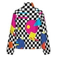 thumbnail image 6 of Jackets for Women Winter Coat Jackets Flannel Stand Collar Jacket(Retro Classic 1980s Shapes On Black And White Check,Size:S-4XL), 6 of 7