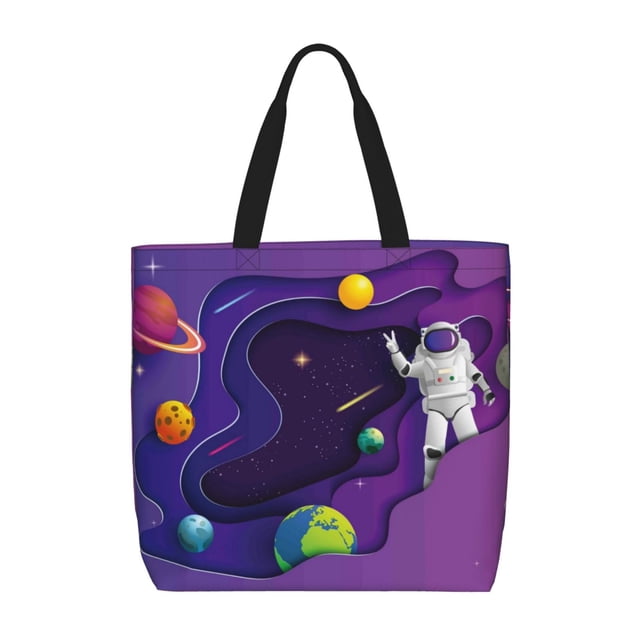 Balery Astronaut Bolsa de Mano para Mujeres con Cremallera, Bolsa de Gimnasio con Compartimentos, Bolsa para Laptop, Bolsa para Trabajo