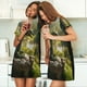 thumbnail image 4 of Balery Deep Forest Stone Green Dragon Camisón de manga corta con cuello redondo para mujer, cómodo y elegante., 4 of 6