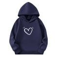 thumbnail image 2 of Eltusu Girls Valentine's Day Hoodies, Pullover Loose Fit Comfy Heart Graphic Long Sleeve Sweatshirts Navy Size 3-4 T, 2 of 4