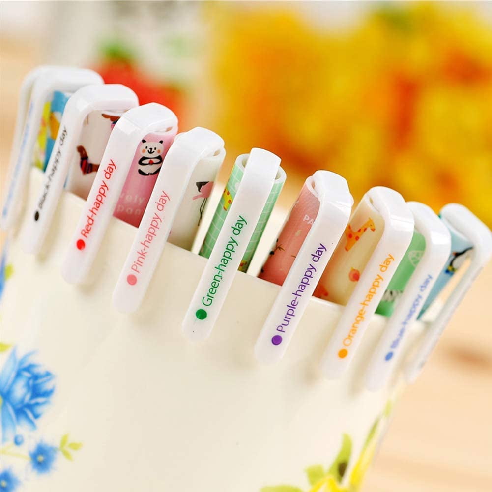 Doxishruky RNAB01MT1N27J 10 multi colors cute pens for girls, colorful gel  ink pens, 10 pcs kawaii roller ball fine point pen set for kids girls child