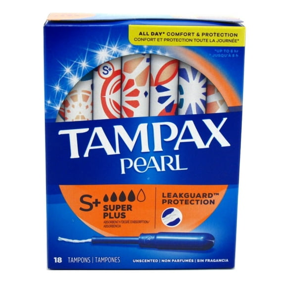 Tampax Tampons Pearl Super Plus 18 Count Unscented (Pack of 2)