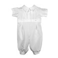 thumbnail image 2 of Little Things Mean A Lot Baby Boys White Short Sleeve Collared Romper Coverall with Pin-Tucking, 2 of 6