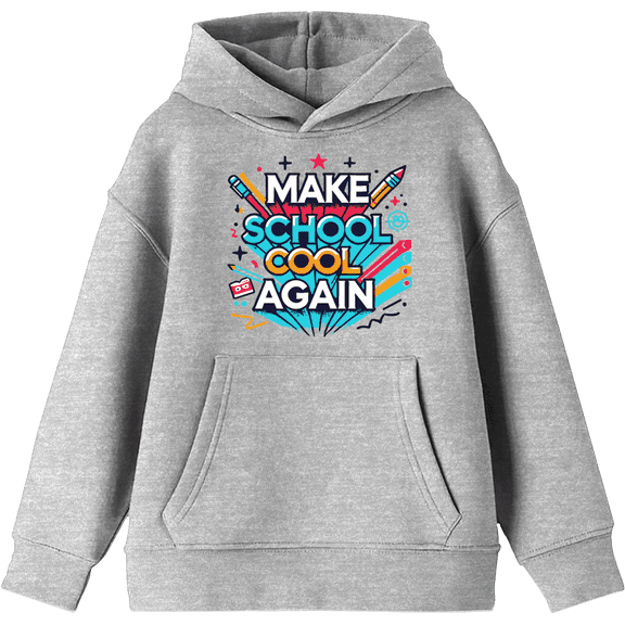 Make School Cool Again Back To School Adult Heather Gray Long Sleeve Hoodie-Medium