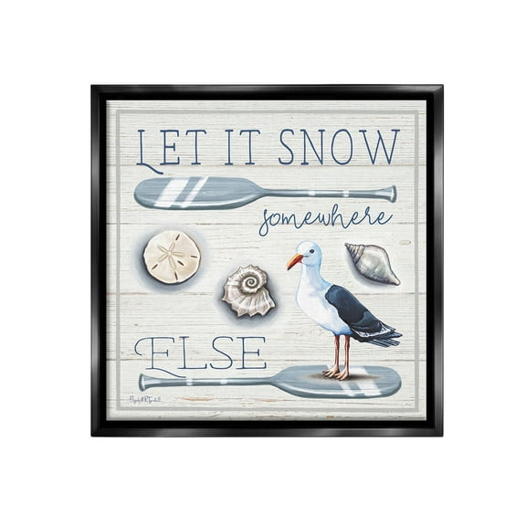 Stupell Industries Snow Somewhere Else Holiday Painting Black Floater Framed Canvas Art Print Wall Art, 18 x 18