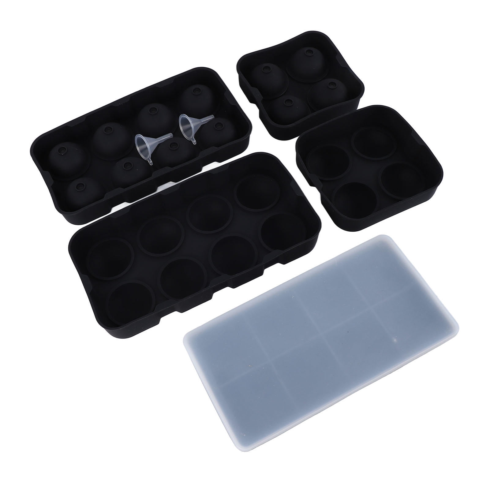 LAZIOEGR Premium Silicone Ice Cube Tray – 8 Ball & 4 Square Molds with Lid, Easy‑Release, Ideal for Cocktails & Whiskey