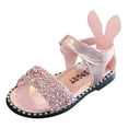 thumbnail image 1 of Cathalem Girls Talons Chaussures Robe Ouverte Chaussures Plates Sandals Summer, Rose 35, 1 of 5