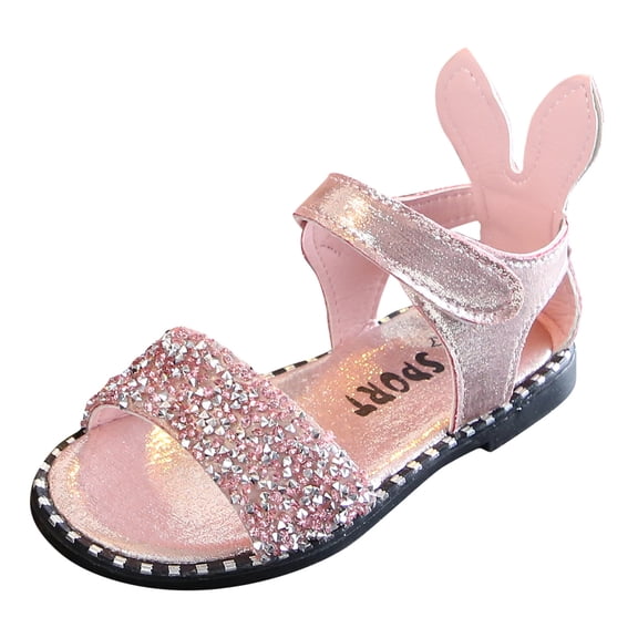 Tosmy Girls Sandals Toddler Little Girl Dress Sandals Shoes Casual On Ballet Flat Sequins Princess Shoes For 18-24 Months