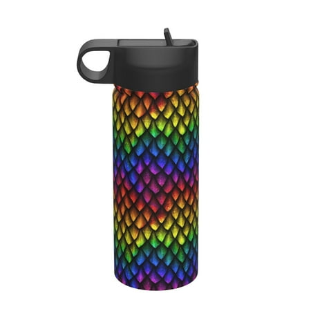

Gaeub Dragon Scales Printed 18oz Sports Insulated Kettle With Straw Sports Insulated Bottle Water Bottle For Running Hiking Cycling Climbing Mens Womans Insulated Water Bottle