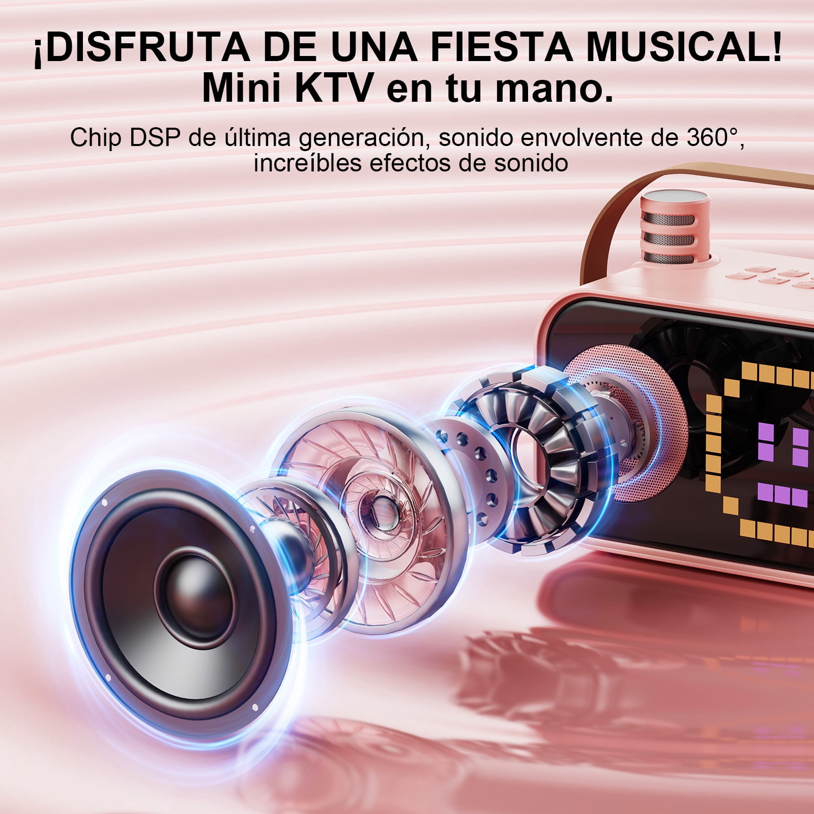 JYX Mini Karaoke Machine for Kids Adults, Portable Karaoke Speaker Bluetooth  with Microphone, Party Speaker with 15+ Pixel Animation for Girls Boys