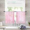 thumbnail image 3 of Pink Semi Sheer Curtains 45 Inch Length 2 Panels Set, Retro Oil Painting Modern Abstract Art Aesthetics Sheer Kitchen Curtain Privacy Voile Window Curtain for Living Room Bedroom Rod Pocket Drapes, 3 of 7