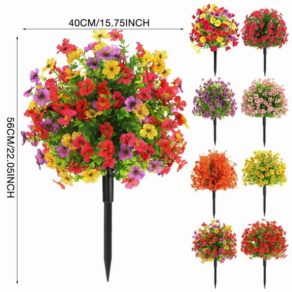ZXNWN Sales Today Clearance Artificial Flowers With Ground Garden Stake Faux Greenery Shrubs Garden Accessories 16" for Farmhouse Outdoor Outside Garden Porch Patio Wedding Decoration