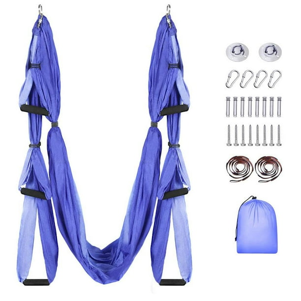 Aerial Yoga Flying Yoga Swing Set Yoga Hammock Sling Inversion Tool Aerial  Pilates Silk for Gym Home Fitness (with 2 Extensions Straps)