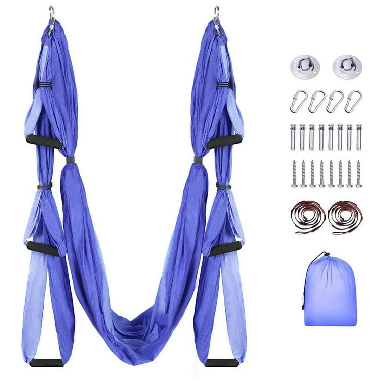 Aerial Yoga Swing Set, Yoga Hammock Flying Trapeze Yoga Kit Aerial Yoga  Hammock Sling Inversion Tool with 2 Extension Straps for Home Gym Fitness,  Mounting Accessories Included 