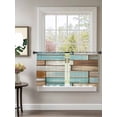 thumbnail image 2 of Sheer Curtains 45 Inch Length 2 Panels Set for Kitchen, Blue Brown Vintage Semi Sheer Curtains for Windows, Retro Farmhouse Elegant Pastoral Voile Window Treatments Rod Pocket Curtain, 2 of 7