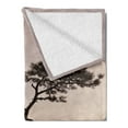 thumbnail image 2 of Tree Soft Flannel Fleece Throw Blanket, Lonely Juniper Tree on Seaside Cliff Full Moon at Sunset Nature Theme Artwork Print, Cozy Plush for Indoor and Outdoor Use, 70" x 90", Brown Grey, by Ambesonne, 2 of 5