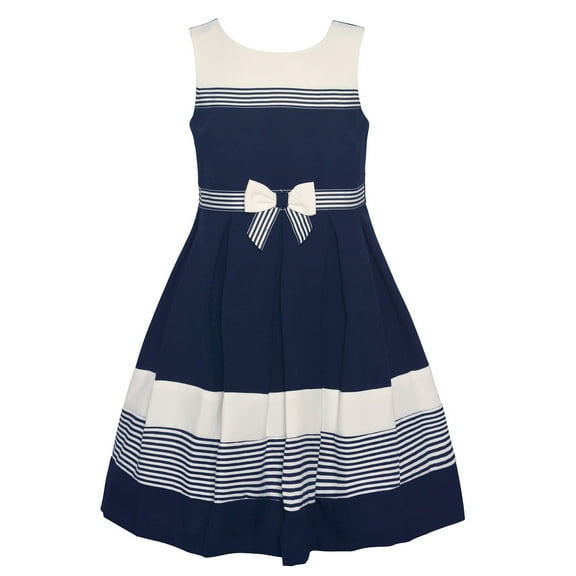 Bonnie Jean Little Girls Navy White Striped Sleeveless Sailor Dress 5