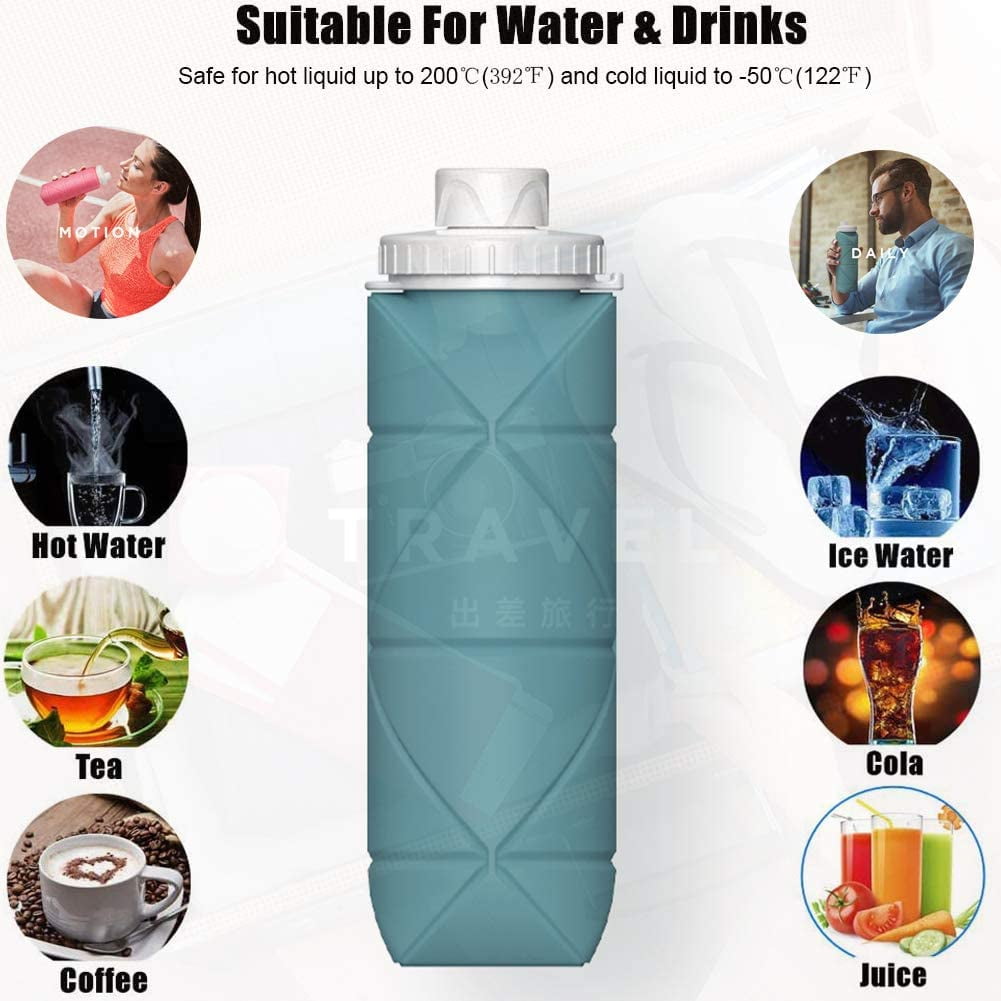 Special Made Collapsible Water Bottles 2 Pack Bpa Free Siliconce Leak