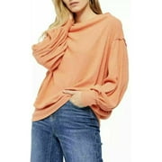FREE PEOPLE Womens Orange Textured Long Sleeve Scoop Neck Sweater Size: XS