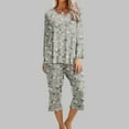 thumbnail image 2 of Atogsazn Women's Pajama Sets Short Sleeve Shirt and Capri Soft Pajama Sets 2 Piece Sleepwear Loungewear with Pockets Green XXL, 2 of 5