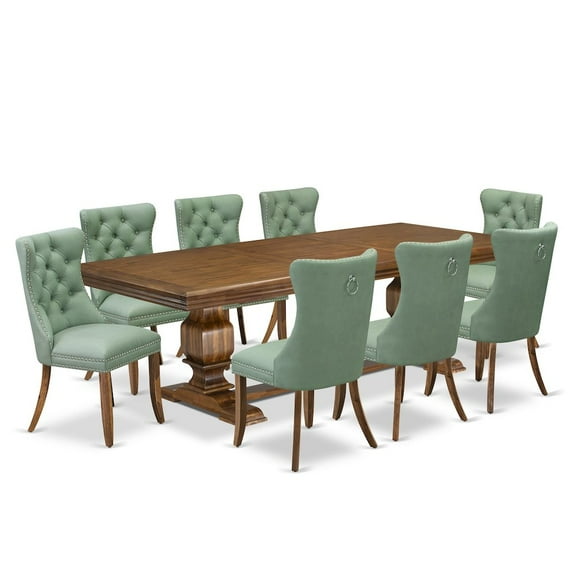 Luxe by East West Furniture 9 piece Mid Century Dining Table Set a Kitchen Table and 8 Dining Chairs