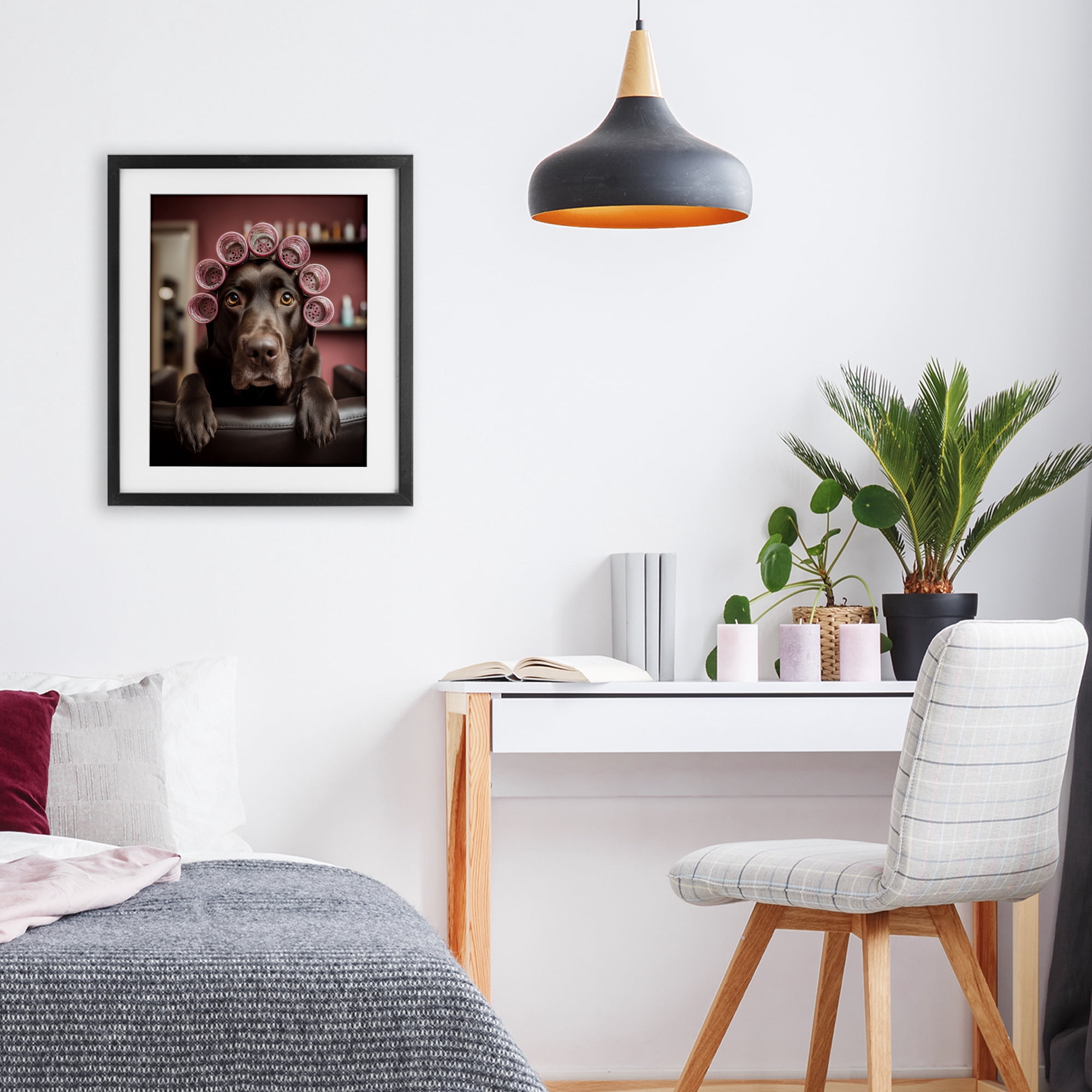 Stupell Industries Dog at Salon with Curlers Black Framed Print Under Glass, design by Scott Stulberg