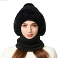 thumbnail image 4 of 3 In 1 Beanie Hat With Scarf And Mask Warm Winter Scarves Fitness Faux Fur Shawl Pashmina Wraps Fall Fashion Must Have Women's Hats & Caps Black, 4 of 9