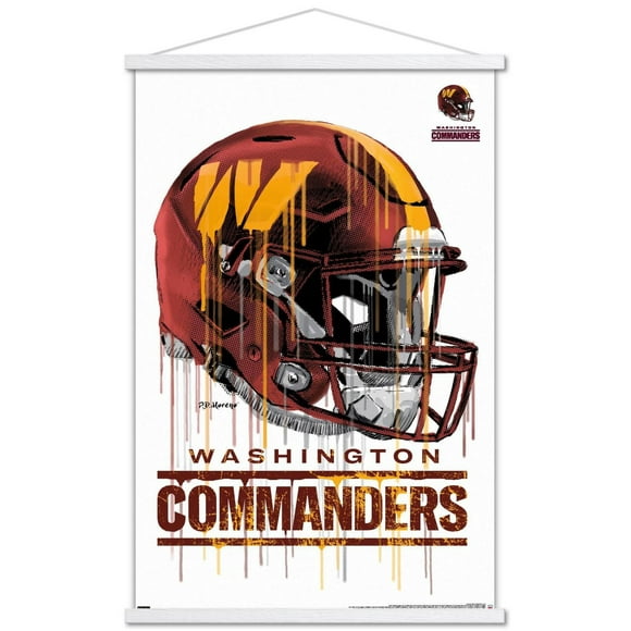 NFL Washington Commanders - Drip Helmet 22 Wall Poster, 14.725" x 22.375" Framed