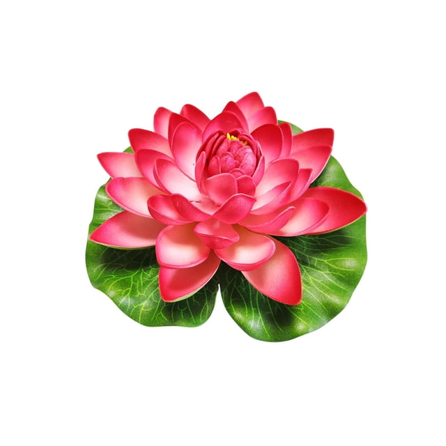 SIYTUAU 7 Inch Red Floating Eva Foam Artificial Lotus Flower With Leaf For Pond Pool Water Lily Decoration Spring Garden