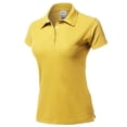 thumbnail image 1 of A2Y Women's Basic Casual Essentials 4-Button Junior-Fit PK Cotton Pique Polo Shirt Yellow Haze 2XL, 1 of 1