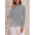 thumbnail image 4 of PRETTYGARDEN Women's Lace Patchwork Long Sleeve Shirts | Soft Casual Tops,Irregular Asymmetrical Hem,Crew Neck Thermal Blouses,Loose Fit Layer Tee,Fashion Fall Winter Daily Wear, 4 of 10