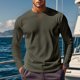 thumbnail image 4 of pstuiky camisas de hombre de manga larga, Blusas/camisas casuales de moda para hombre, de color liso, de manga larga y cuello redondo Tops casuales para hombres xl, 4 of 5