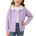 thumbnail image 6 of Ahdbta Kid Toddler Girls Cardigan Sweater Cute Peter Pan Collar Knit School Uniform Long Sleeve Button Down Textured Casual Outerwear, 6 of 9