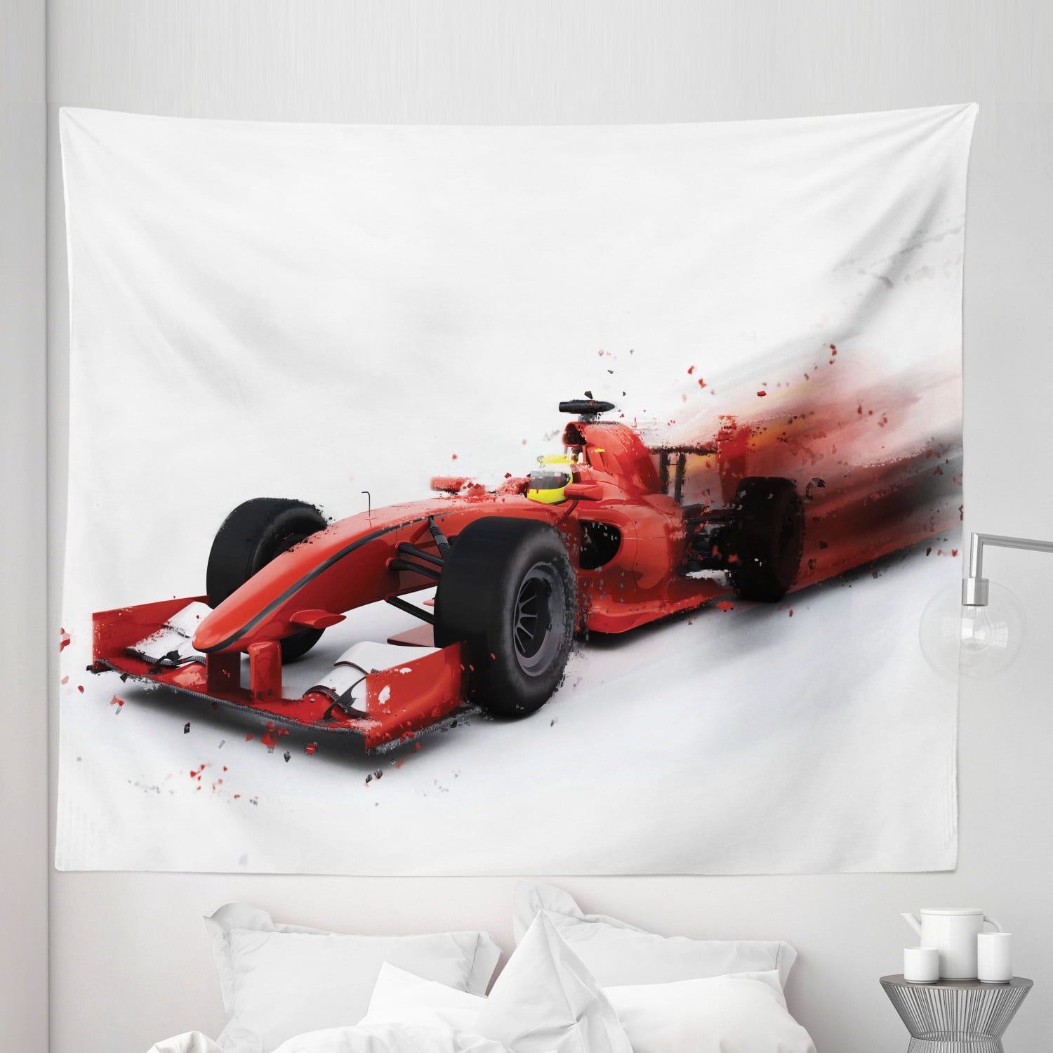 Cars Tapestry, Generic Formula Racing Car Illustration with Special ...