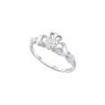 thumbnail image 1 of 10kt White Gold Womens Round Diamond Claddagh Heart Ring .01 Cttw, 1 of 1