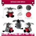 thumbnail image 2 of DolliBu I LOVE YOU Sitting Grey Donkey Plush – Cute Stuffed Animal with Sweet Heart Message for Valentines, Anniversary, Romantic Date, Boyfriend, Girlfriend Gift - 9 Inches, 2 of 6