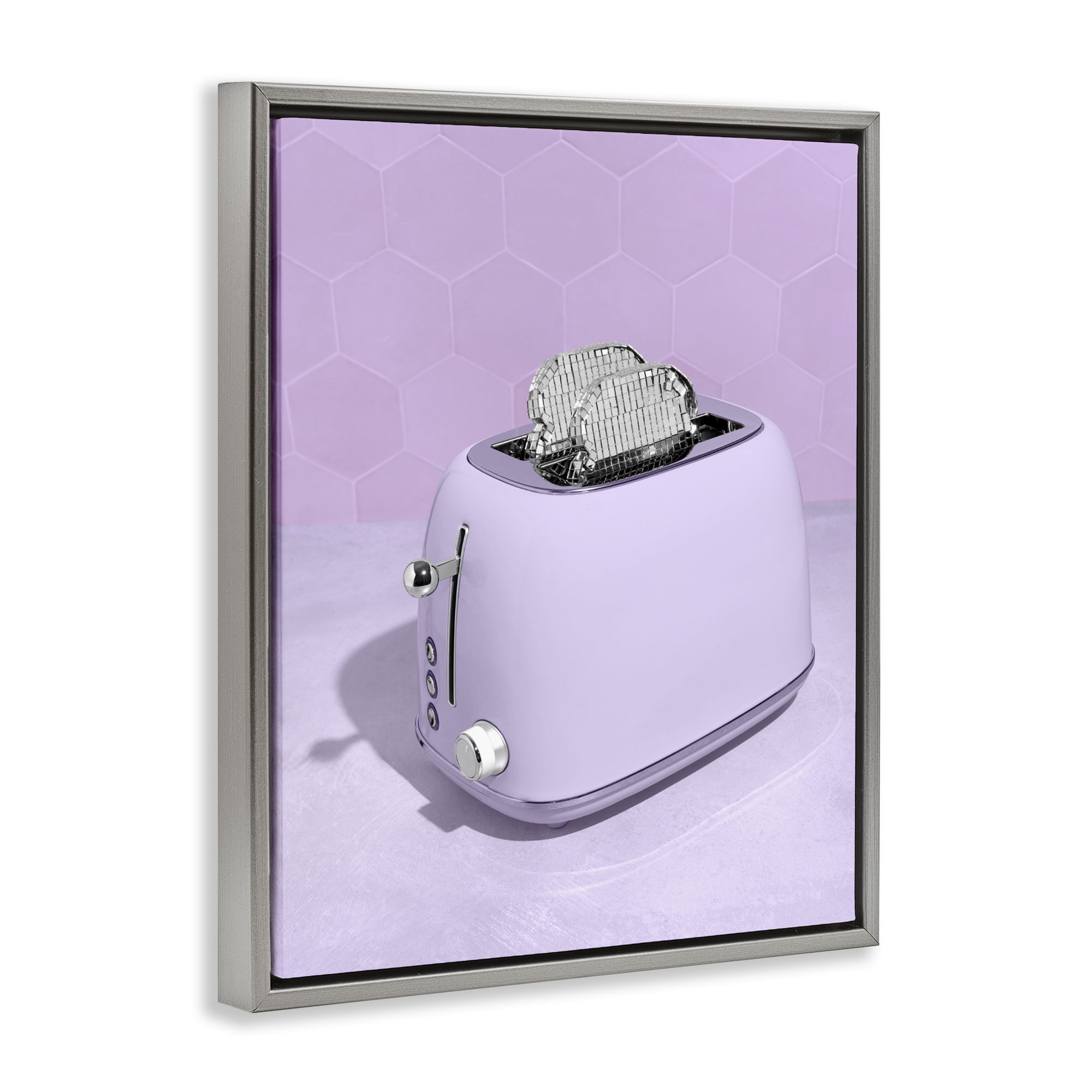 Stupell Industries Disco Toast over Purple Gray Framed Floater Canvas Wall Art, design by LISH Creative