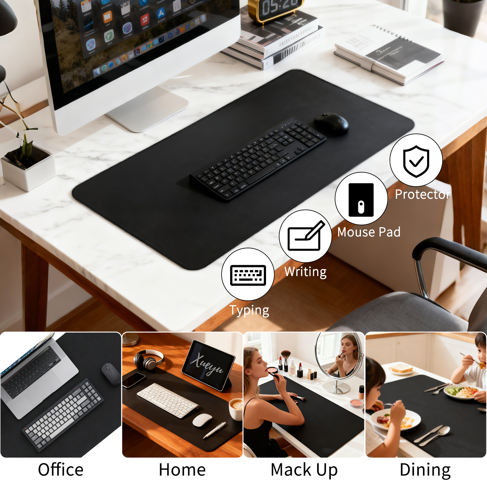 Xueyu 31.5" x 15.7" Black PU Leather Desk Pad photo 8