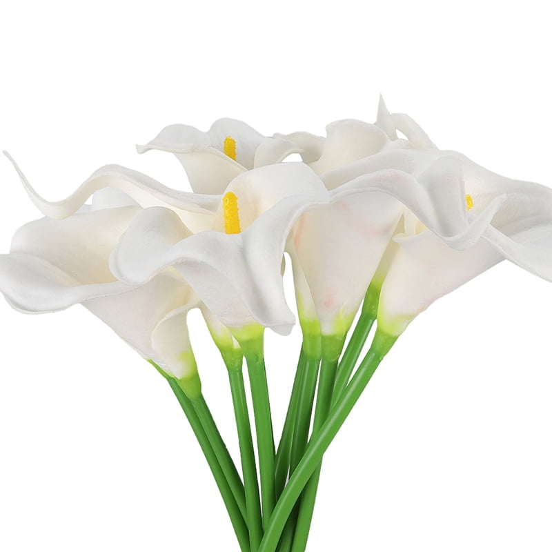 20pcs Calla Lily Lataex Real Touch Flower Bouquet for Wedding Garden Dining Table Center Home Party Photography Decor White 
