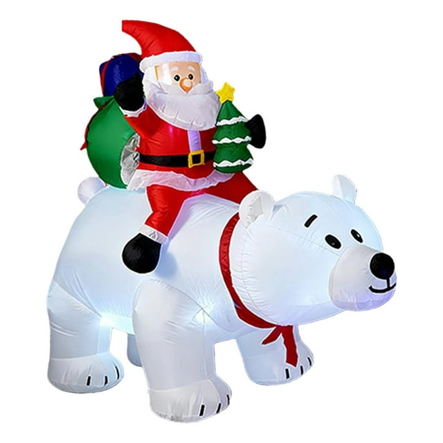 Adorno navideño inflable de Papá de 1,8 m sentado sobre un . Ideal para fotos. 110 V. Multifuncional. para decoración de jardín. Fácil