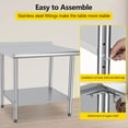 thumbnail image 4 of Stainless Steel Table, High Bearing Table with Backsplash and Undershelf Workbench Easy Clean for Kitchen Restaurant Workshops,48x24x35inch, 4 of 8