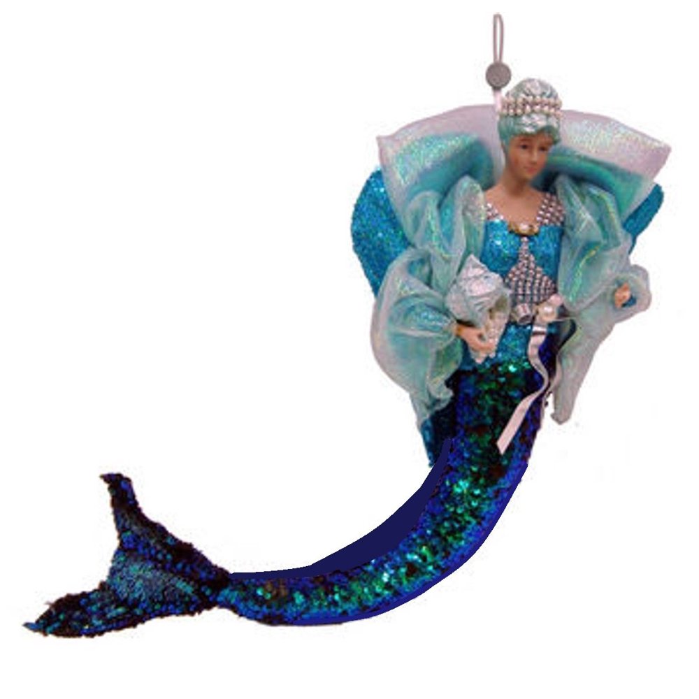 December Diamonds Large Fabric and Sequins Mermaid Christmas Ornament