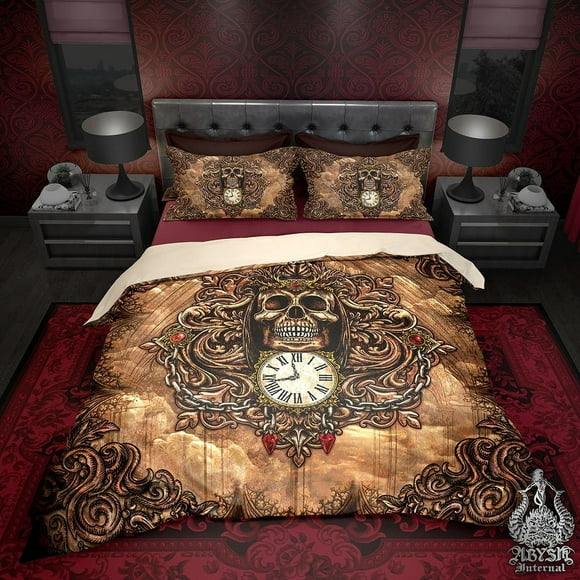 Grim Reaper Bed Cover, Duvet or Comforter, Horror Art, Gothic Bedding Set,