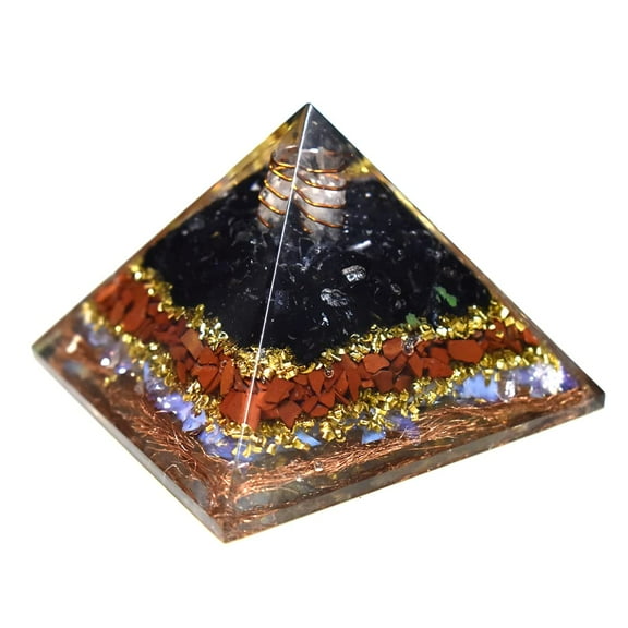 Black Tourmaline Red Jasper Opal Orgone Pyramid For Protection & Healing - Spiritual Orgonite Pyramid - Wealth Attraction Orgone For Spiritual Healing