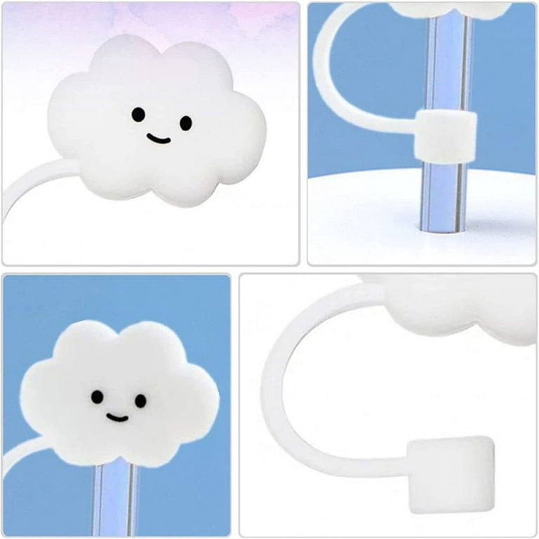 Creative Silicone Cloud Straw Cover No Peculiar Smell Durable Straw Plug  for Cup Straw Accessories White Cloud 