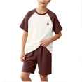 thumbnail image 2 of Amidoa Boys 2 Piece Outfits Summer Clothes Cute Printed T Shirt Graphic Short Sleeves Casual Shorts Kids Clothing Sets Brown Size 10, 2 of 6