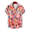 thumbnail image 5 of sunsanly Men Vacation Shirt Colorful Floral Print Turn-down Collar Short Sleeves Single-breasted Cooling Cardigan Plus Size Men Beach Top Men Clothes, 5 of 7