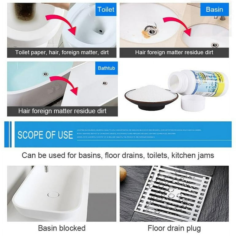  Powerful Pipe Dredging Agent, Sink and Drain Pipe Dredging  Powder Pipe Dredge Agent, Unblock Clogged Drains with Ease, Powerful Sink  and Drain Cleaner for Kitchen Toilet Pipeline Cleaning (1Pcs) : Health