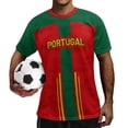 thumbnail image 2 of Mens Soccer Shirt Portugal Jersey Raglan Tops Short Sleeve Graphic T Shirt All Over Star Print Tee Fan Casual Tops TeeL, 2 of 6